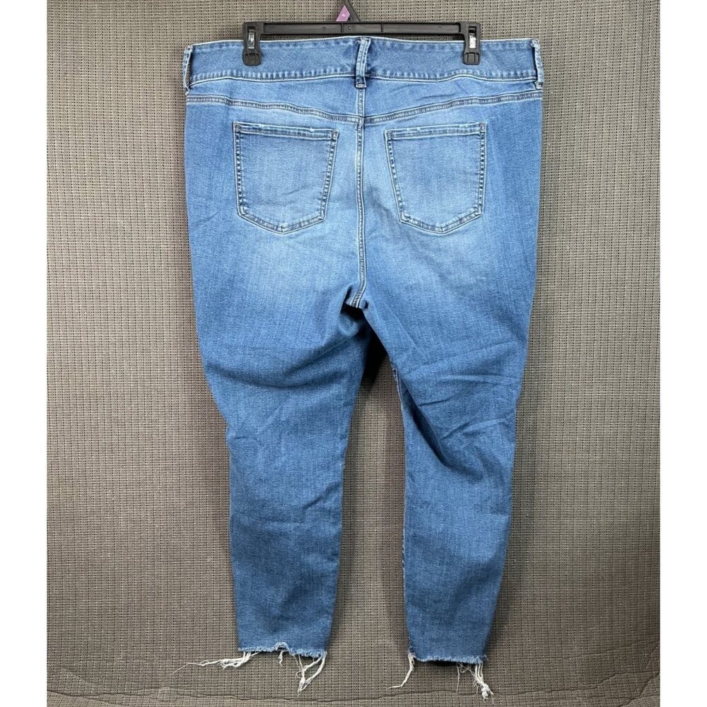 Torrid Womens Plus Size 22R Blue Distressed Strech Jeggings Super Soft Raw Hem - Picture 2 of 10
